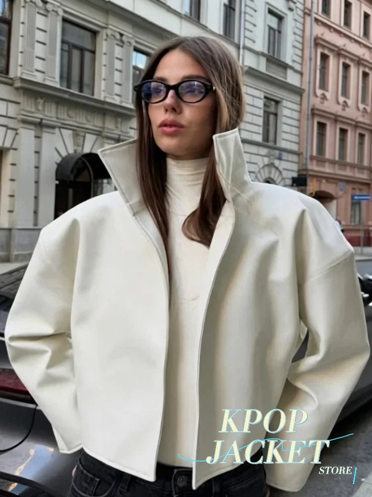 Orenvi PU Leather Jacket — Flare Sleeve Asymmetrical Drama, Autumn-Ready