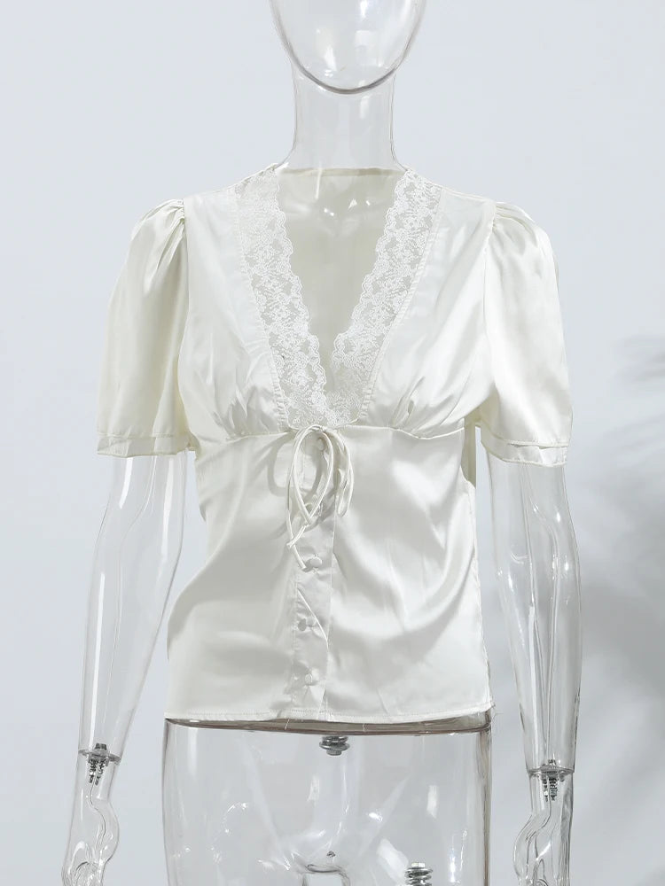 Orenvi Lace Blouse — The V-Neck That Does All the Talking